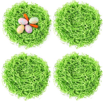 Paasgras Vulmateriaal - Decoratiegras Raffia - Paasmanden Vullen - Hoogwaardig Papiermateriaal - 200 g - Groen
