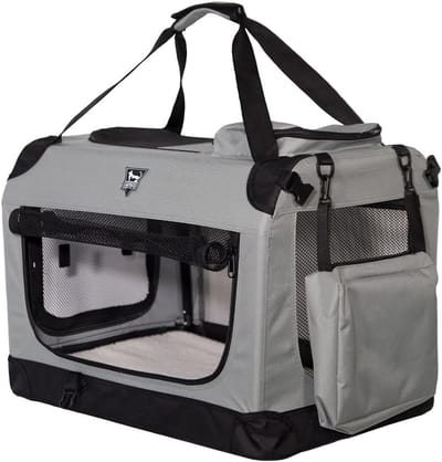 Dieren Transporttas - Reismand Hond - Veilig Vervoer - Optimale Ventilatie - 60 x 42 x 42 cm - Grijs