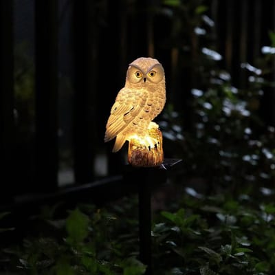 Tuinverlichting met standaard - tuinverlichting - solar tuinverlichting - Uil grondlamp - LED-lampen op zonne-energie - Terrasverlichting - Wit - ABS/hars