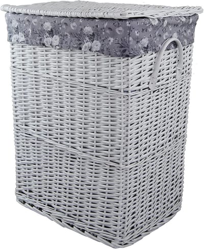 Wasmand van berkehout met bloemenpatroon 40x30x55 cm