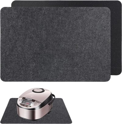 Set van 2 Vlamvertragende Pads, Warmtebeschermingsmat voor Koffiezetapparaten, Magnetrons en Airfryers (30 x 45 cm, Zwart)