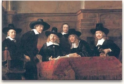 Handgeschilderd schilderij Olieverf op Canvas - Rembrandt van Rijn 'De Syndicaten'
