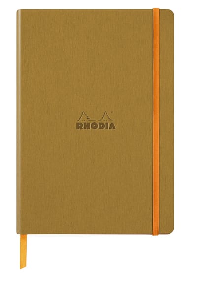 Rhodia Softcover Notitieboek – A5 – 80 Bladen – Gelijnd – Ivoorkleurig Papier 90 g/m² – Met Elastieksluiting - Goud