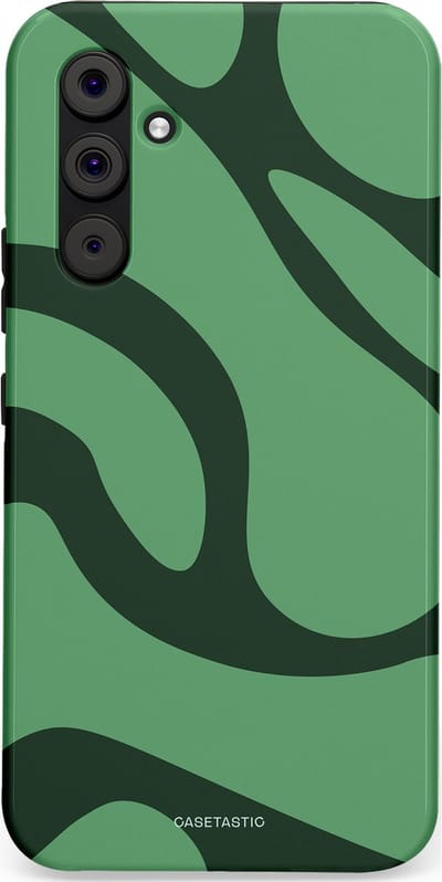 Casetastic hoesje geschikt voor Samsung Galaxy A54 (2023) 5G - Dubbellaagse bescherming - Khakigroene Bos Blobs - Fashion Case - Saliegroen Donkergrijs