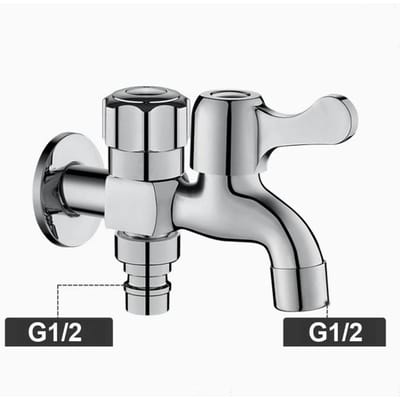 Robinet à Double Sortie en Acier Inoxydable G12  Robinet Lave-Linge à 2 Voies Avec Noyau de Valve en Céramique Robinet d'Eau à Grand Débit Pour Salle de Bain