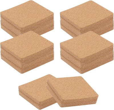 100 Stuks 9.5 x 9.5 cm Vierkante Zelfklevende Kurken Coasters, 2 mm Dikke Onderzetters voor Bescherming en Decoratie