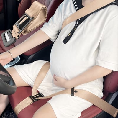 Ryoudavell - Zwangerschapsgordel voor de Auto - Comfortabele Autogordel Versteller voor Zwangere Vrouwen - Veiligheidsgordel Verlenger en Buikbeschermer - Optimale Bescherming Aanstaande Moeders tegen Botsingen - Ergonomisch Autogordel - Beige