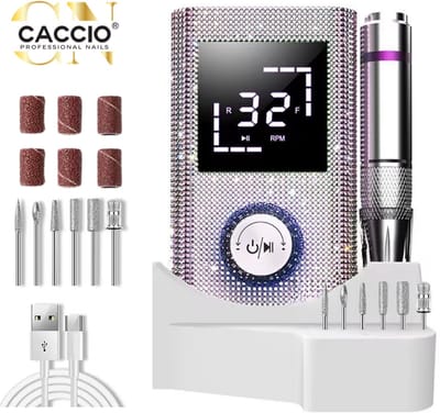 CACCIO®Nagelfrees Diamant-Elektrische Nagelfrees-Rhinestone-45000RPM-Incl.6 nagelbitjes-Nagelvijl - Nagelvijl Elektrische - Manicure en Pedicure Voeten en Handen - Elektrische nagelvijl - Acrylnagels - Gelnagels - Nepnagels-manicure en pedicure set