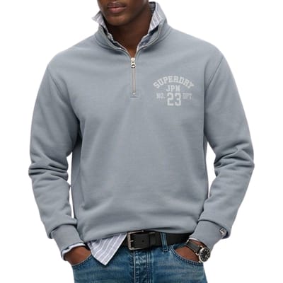 Superdry Athletic Essentials Sweatshirt met Halve Rits Blue Grootte: Xxl
