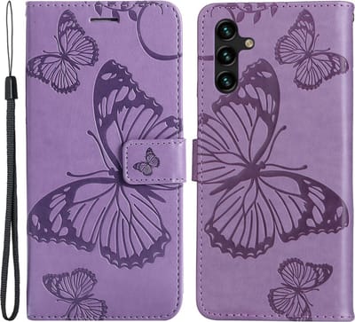 Coverup Hoesje - Geschikt voor Samsung Galaxy A34 Hoesje - Coverup Vlinders Book Case - Lila