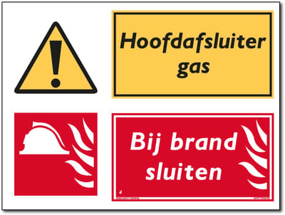 Hoofdafsluiter gas bord - Bij brand sluiten - Aluminium - 30 x 40 cm