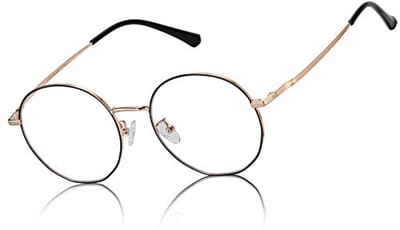 DC8215 Bril voor dames, blauwlichtfilter, anti-blauw licht, bril voor tv, pc, gaming en mobiele telefoon, ronde computerbril zonder sterkte, uv-bescherming, Zwart goud., Medium
