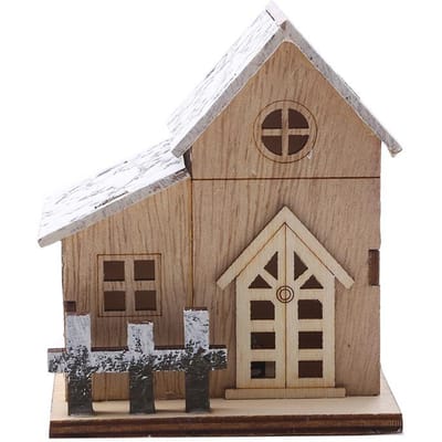 1 Pièce Mini Noël Nouveau Décoratif Lumineux Maison en Bois Avec Pile LED Petite Décoration de Noël pour Chambre Pendentif de Bureau Décoration DIY pour Enfants