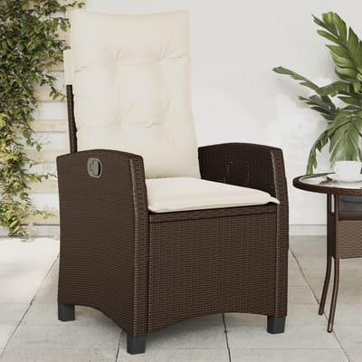 vidaXL - Tuinstoelen - 2 - st - verstelbaar - met - kussens - poly - rattan - bruin