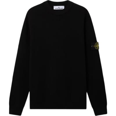 Stone Island SS26 Lente Zomer Collectie Ronde Hals Effen Kleur Geribbelde Rand Linker Arm Logo Comfortabele Casual Pullover Trui L1S155100154S00D8-V0029 M black