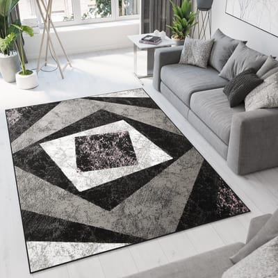 Tapiso Dream Vloerkleed Grijs Zwart Modern Woonkamer Tapijt Maat- 180x250