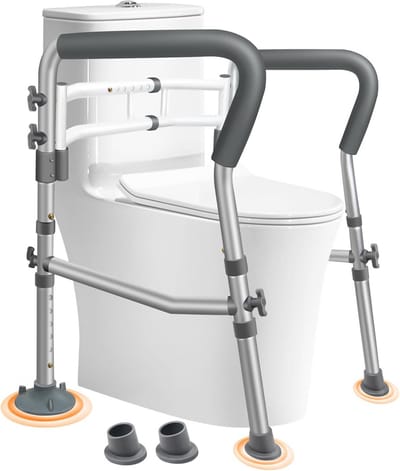 Toilet veiligheidsrail - Stevig toiletframe - Badkamer veiligheid - Verstelbaar en inklapbaar - Tot 150 kg - Zilver