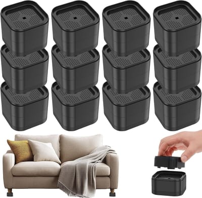 Meubelverhogers - 24 stuks - Verhogers Stapelbaar - Bedverhoger - Verhoog de hoogte met 3.5 cm - meubelpoten - Tafelverhoger - Tafelpoot - Meubel Verhoger - Voor banken, fauteuils, wasmachine，stoelen, bureaus - zwart