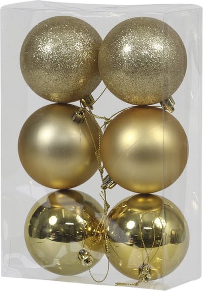 Othmar Decorations Kerstballen - 6x st - goud - D8 cm - kunststof - kerstversiering
