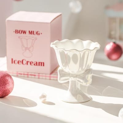 Fantasy Strik Keramische IJscoupe Dessertbeker Hooguitziend Meisje Hart Verjaardagscadeau Souvenir Mok 180ML beige