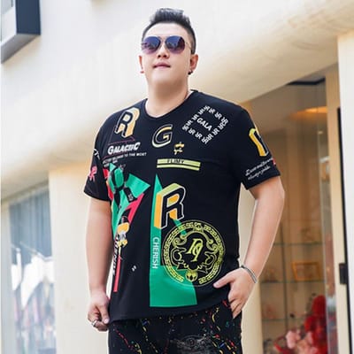 Dikke Mannen Plus Size Plus Size T-shirt met Korte Mouwen Dikke Man Bedrukt Halve Mouw Jeugd T-shirt Top Zomerkleding XXXXXL 7XL