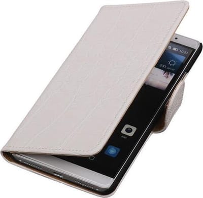 Wit Krokodil Booktype Huawei Mate S Wallet Cover Hoesje