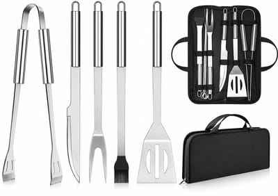 SMH LINE® Barbecue Accessoires Set - 6-delig – RVS BBQ Accessoires met Opbergtas – BBQ Set – Grill Gereedschap