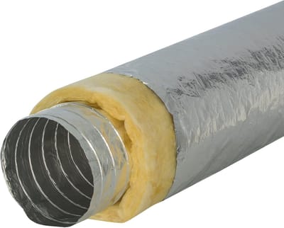 Flexibele aluminium slang met glaswolisolatie, Ø 100 mm, 25 mm dik, 10 m lengte