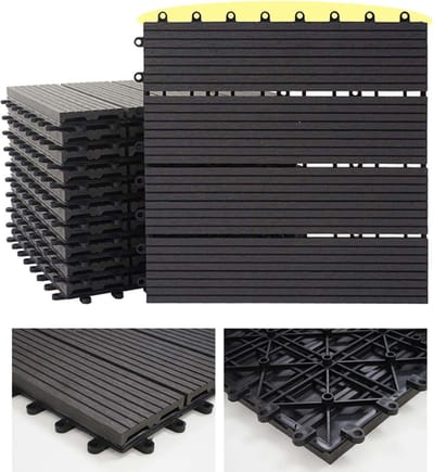 Cosmo Casa WPC Vloertegel - Houtlook - Balkon/Terras - 11x elk 30x30cm = 1m² - Basis - Antraciet - Lineair