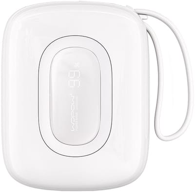 Wopow Powerbank met ingebouwde USB-C & Lightning Kabels, SQ63, 10.000mah, 22.5W, Wit, 6933185736911