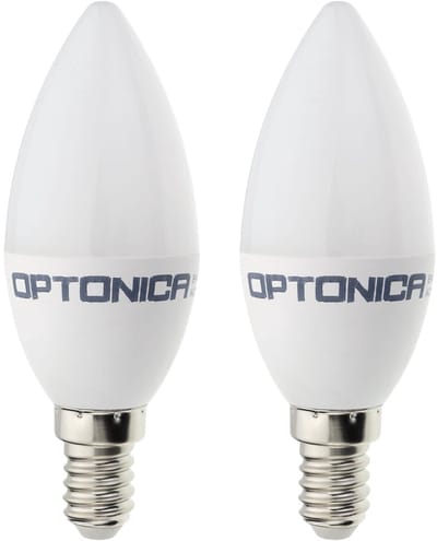 Optonica LED Kaarslamp C37 E14 - 3.7W (vervangt 25W) - 320lm - 6000K Koel Wit - 230V - Energiezuinig - 2 stuks