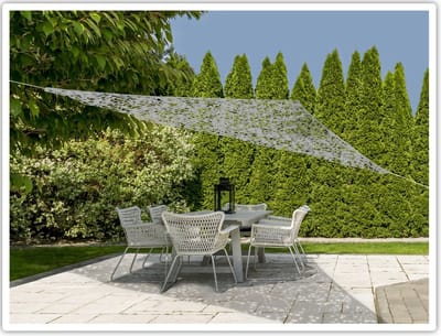 Schaduwdoek/zonnescherm driehoek camouflage grijs 3.6 x 3.6 x 3.6 meter - Terras/tuin zonwering
