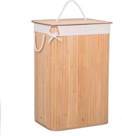 Springos Wasmand | Met Deksel | Opvouwbaar | 72 Liter | Met Uitneembare Waszak | Wasmand