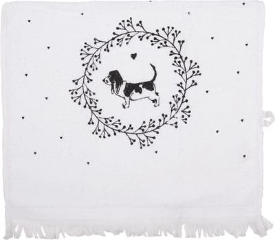 Clayre & Eef Gastendoekje 40x66 cm Wit Katoen Hond