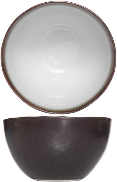Cosy & Trendy Kommen Plato Mat Wit/Bruin 4 Stuks Ø 14 cm - Porselein - Vaatwasser-, Magnetron- & Ovenbestendig