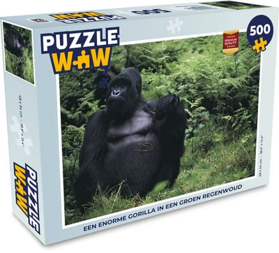 Puzzel Een enorme Gorilla in een groen regenwoud - Legpuzzel - Puzzel 500 stukjes