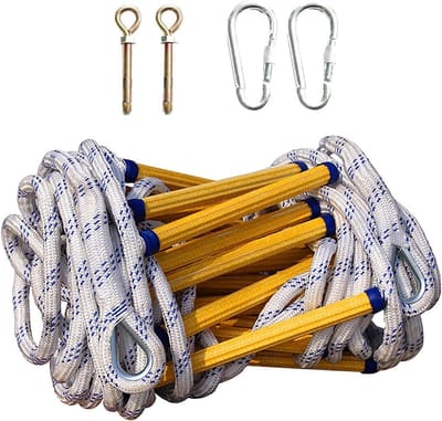 Touwladder - Noodladder Ontsnapping - Veilige Ontsnapping - Vlamvertragend Antislip - 12 Meter - Zwart