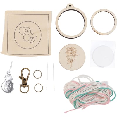 Mini Cerceau à Broder en Bois Porte-clés Petit Anneau Minuscules Fournitures de Bijouterie pour Boucle d'Oreille Pendentif Rond white