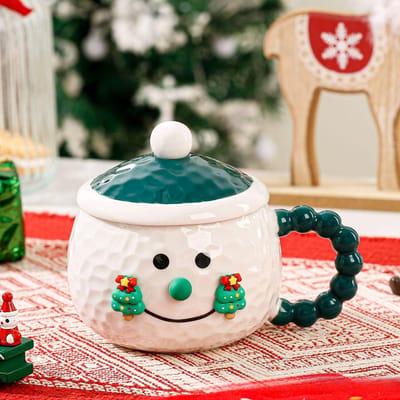 Creatieve Kerst Keramische Beker Sneeuwpop Mok Kerst Drinkbeker Koffiekop Persoonlijkheid 420ML