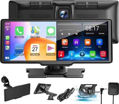 ESSGOO Geschikt voor CarPlay Scherm 10,26 Inch – Geschikt voor Android Auto Scherm – Navigatiesysteem Auto – Auto Scherm – Universeel – Touchscreen & HD Achteruitrijcamera - Incl. GPS-module