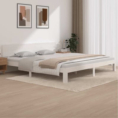 vidaXL - Bedframe - massief - grenenhout - wit - 200x200 - cm