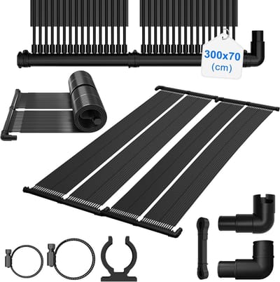 300 X 70 cm - Solarmatte Zwembadverwarmer - Uitbreidbaar - Zonnecollector - Op Zonne-energie - 2,1 M² - Voor Zwembaden - Zwart - NAIZY
