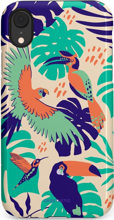 Casetastic Hoesje Geschikt voor Apple iPhone Xr - Stijlvolle Beschermende Duo-layer Case - Tropische Vogels