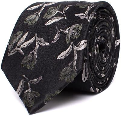 Tresanti DARRY Silk tie with flowers Grey (TRTIIE355 - 200)