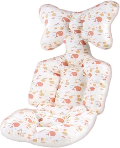 Baby Stoelbekleding - Kinderwagen Inzet - Comfortabel Reizen - Dubbelzijdig Ontwerp - 68 x 34 cm - Roze Walvis