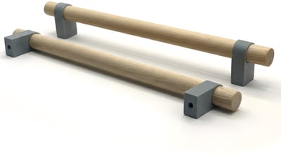 Home 3D ® - Handgrepen Grijs - 2 Stuks - Beukenhout – Gemaakt in Nederland – Inclusief Schroeven - Voor Keuken, Kast en Meubel