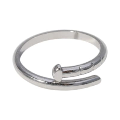 Ring one size-Tijdloze open ring spijker design - Zilverkleur - RVS