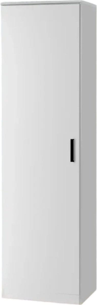 Interiax Opbergkast - Kledingkast 'Lucas' - 1 Deur & 4 Legplanken | Wit | 184x50x52 cm