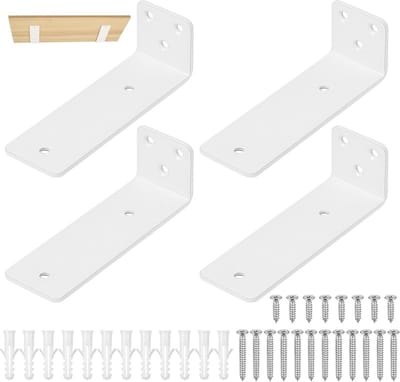 Set van 4 Wandplankhouders 125mm - Stevige Hoekplank Steun voor Wandmontage, Ideaal voor Planken en Opbergruimte