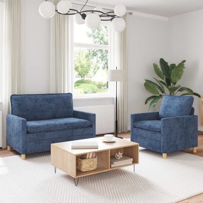 vidaXL - Bankstel - 2 - st - Blauw - Polyester